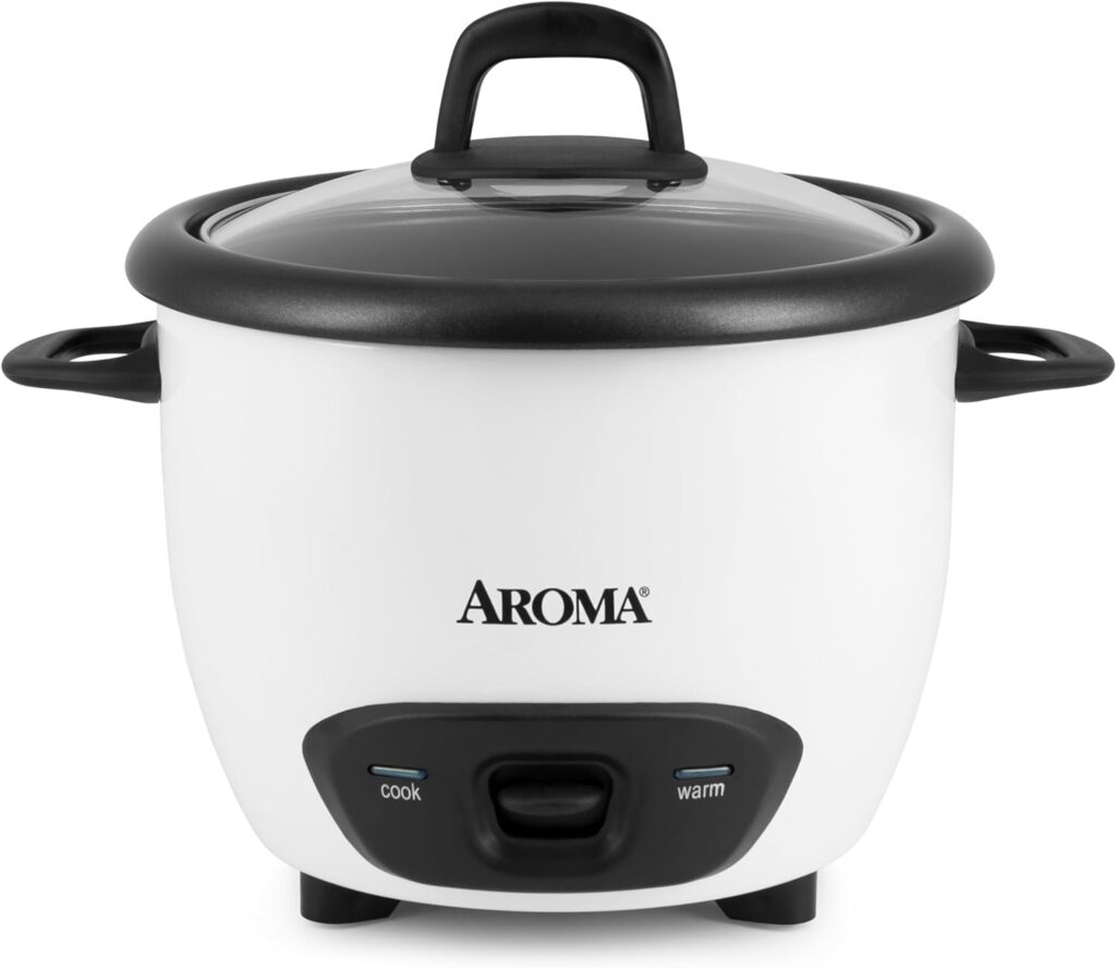 Aroma Housewares 6-Cup (Cooked) (3-Cup UNCOOKED) Pot-Style Rice Cooker (ARC-743G) , White