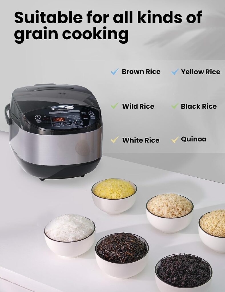 COMFEE Rice Cooker, Japanese Large Rice Cooker with Fuzzy Logic Technology, 11 Presets, 10 Cup Uncooked/20 Cup Cooked, Auto Keep Warm, 24-Hr Delay Timer