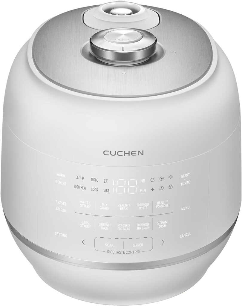 Cuchen CRT-RPK1070WUS 2.1 Ultra High-Pressure Induction Heating Rice Cooker 10 Cup and Warmer, Full Stainless Power Lock System, Auto Steam Clean, Voice Guide, Made in Korea, White