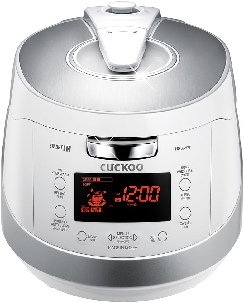 CUCKOO CRP-HS0657FW | 6-Cup (Uncooked) Induction Heating Pressure Rice Cooker | 11 Menu Options, Stainless Steel Inner Pot, Made in Korea | White