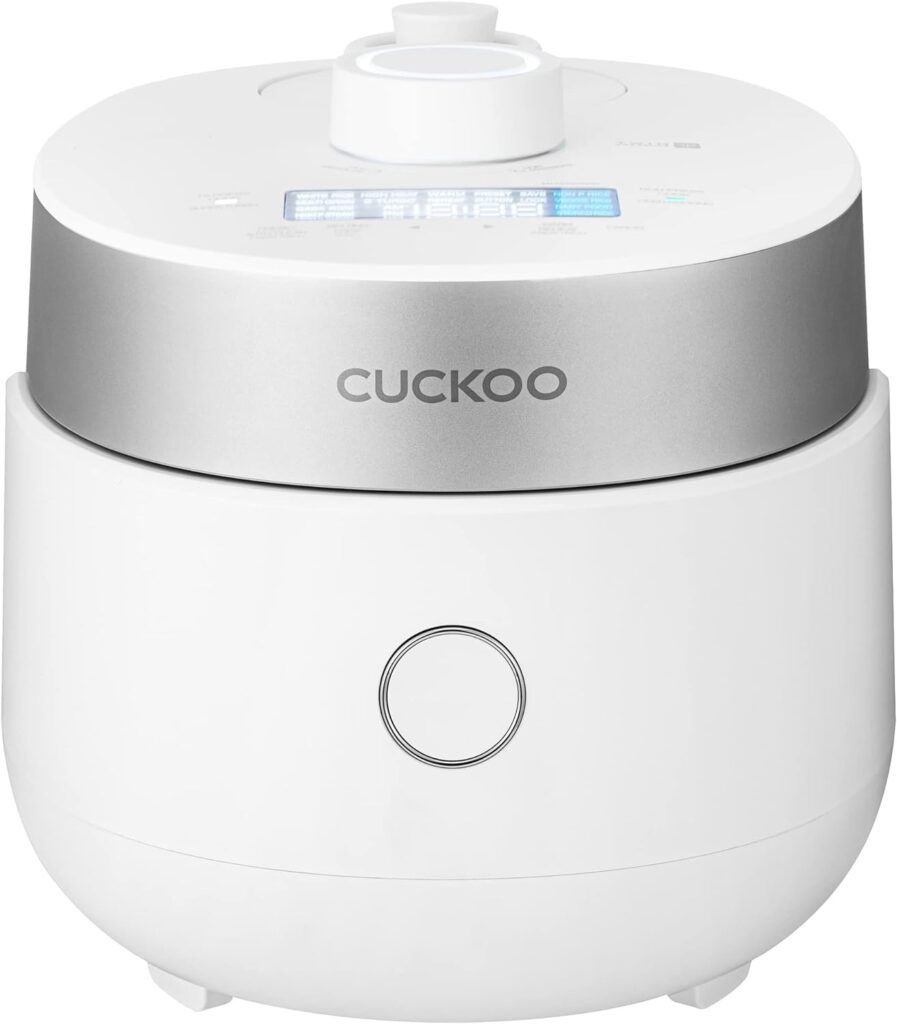 CUCKOO IH Twin Pressure Small Rice Cooker 15 Menu Options: White, GABA, Scorched, Porridge,  More, User-Friendly LED Display, Fuzzy Logic Tech, 3 Cup / .75 Qt. (Uncooked) CRP-MHTR0309F White, Stainless Steel Feature