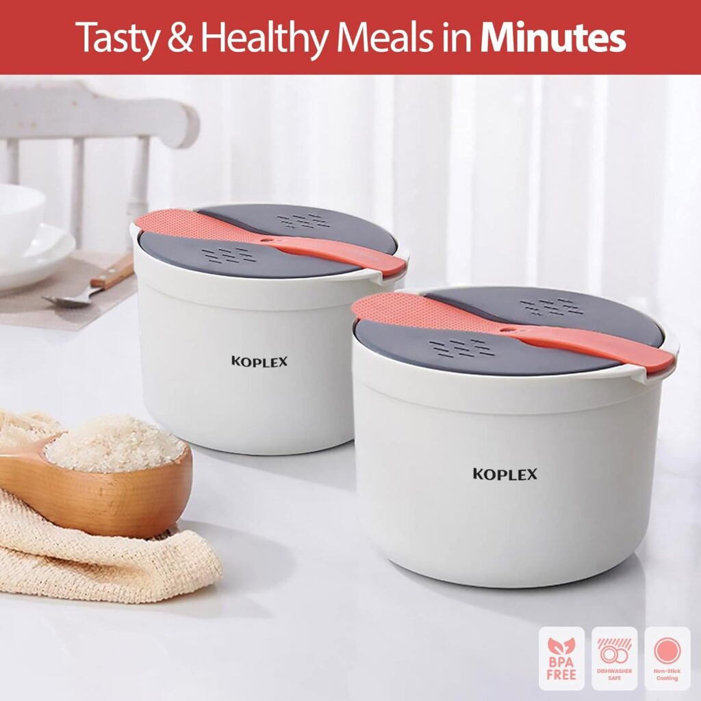 Koplex Easy  Multifunctional Rice Cooker Steam 2L Pot/Dishwasher Safe, Non-Stick, Non-Toxic  BPA Free/Dozens of Tasty  Healthy Meals in Minutes - Rice, Oats, Veggies, Pasta, Ramen, Quinoa  More