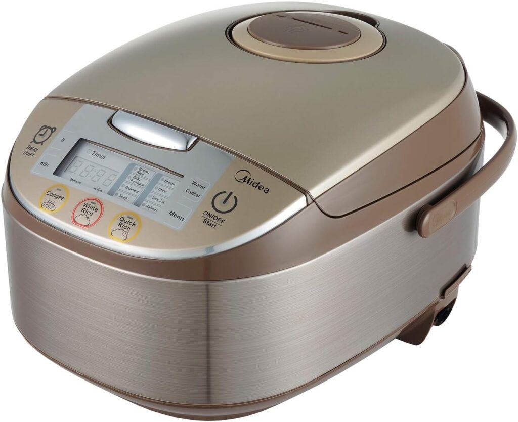 Midea Micom Rice Cooker, Digital Multi-Functional Ricer Cooker/Steamer, Brown Rice, Slow Cooker (3L/5.5Cup, Champange) MB-FS3017