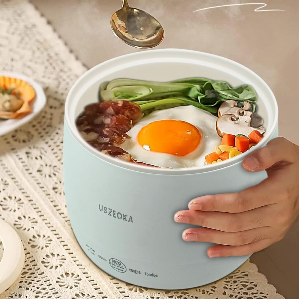 Portable Mini Rice Cooker for Travel - Stainless Steel Inner Pot, Multi-Function Design, Low Carb