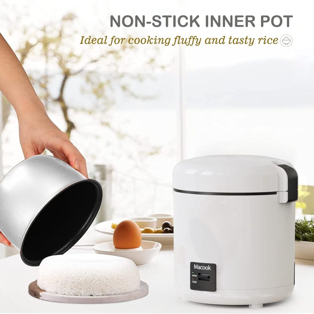 Rice Cooker Small 1-1.5 Cups Uncooked(3 Cups Cooked), Mini Rice Cooker with Removable Nonstick Pot, One TouchKeep Warm Function, Travel Rice Cooker for Soup Grain Oatmeal Veggie, White