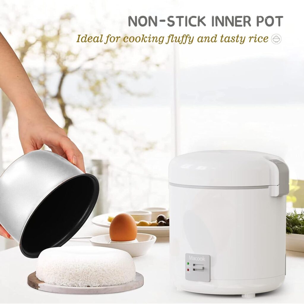 Rice Cooker Small 1-1.5 Cups Uncooked(3 Cups Cooked), Mini Rice Cooker with Removable Nonstick Pot, One TouchKeep Warm Function, Travel Rice Cooker for Soup Grain Oatmeal Veggie, White