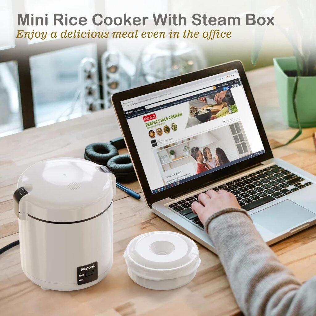 Rice Cooker Small 1-1.5 Cups Uncooked(3 Cups Cooked), Mini Rice Cooker with Removable Nonstick Pot, One TouchKeep Warm Function, Travel Rice Cooker for Soup Grain Oatmeal Veggie, White