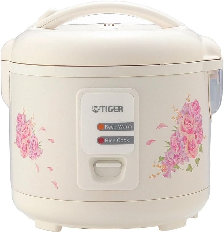 Tiger JAZ-A10U-FH 5.5-Cup (Uncooked) Rice Cooker and Warmer with Steam Basket, Floral White