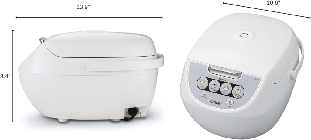 TIGER JBV-A10U 5.5-Cup (Uncooked) Micom Rice Cooker with Food Steamer Basket, White