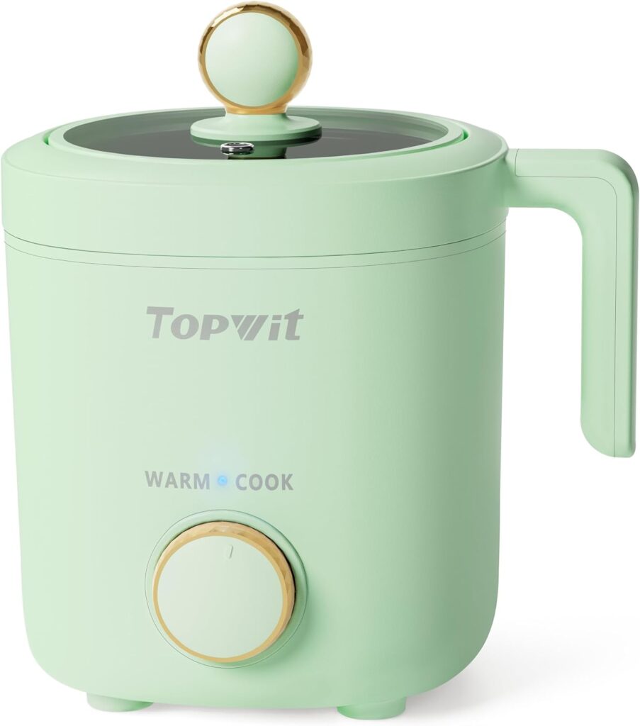 TOPWIT Rice Cooker Small, 2-Cups Uncooked, 1.2L Mini Rice Cooker with Non-stick Coating, BPA Free, Portable Rice Maker with One Touch  Keep Warm Function, Beige