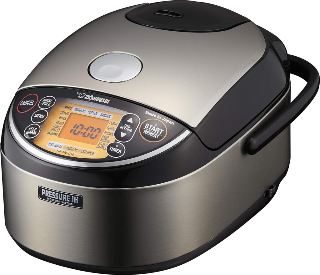 Zojirushi NP-NWC10XB Pressure Induction Heating Rice Cooker  Warmer, 5.5 Cup, Stainless Black, Made in Japan