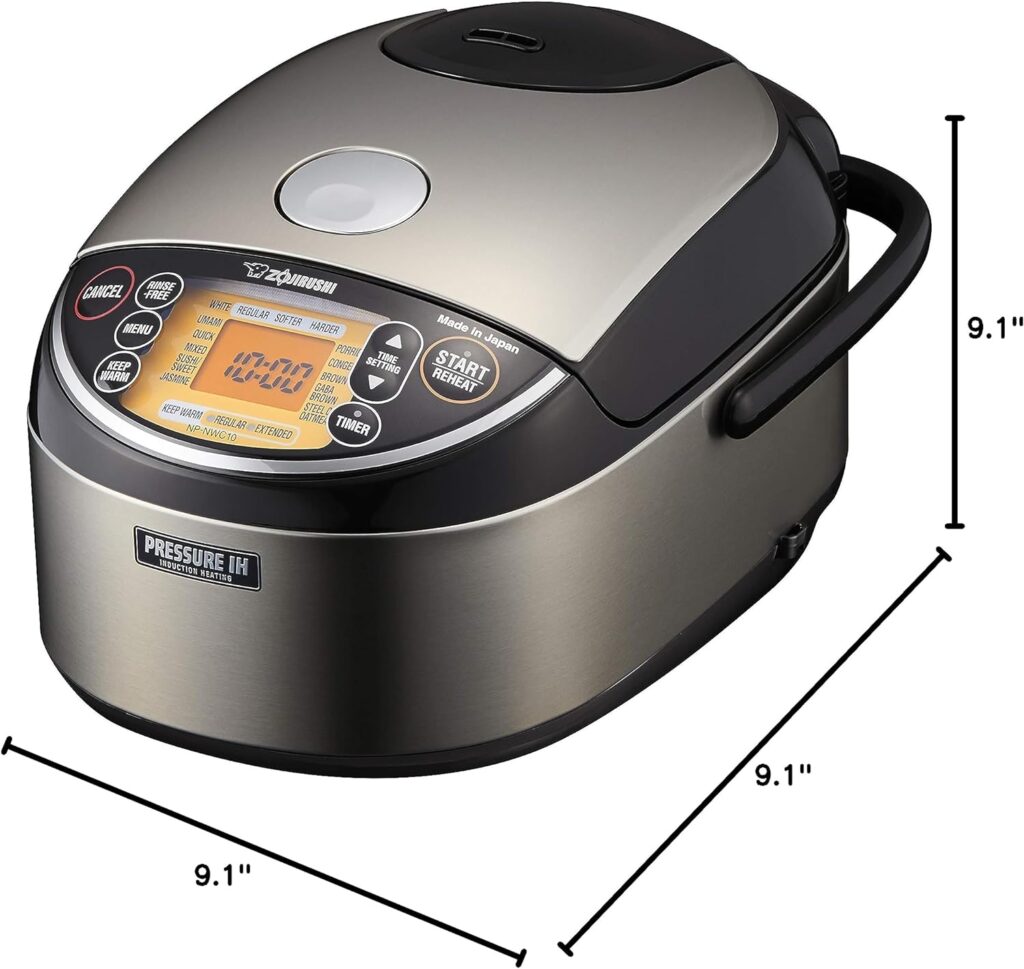 Zojirushi NP-NWC10XB Pressure Induction Heating Rice Cooker  Warmer, 5.5 Cup, Stainless Black, Made in Japan