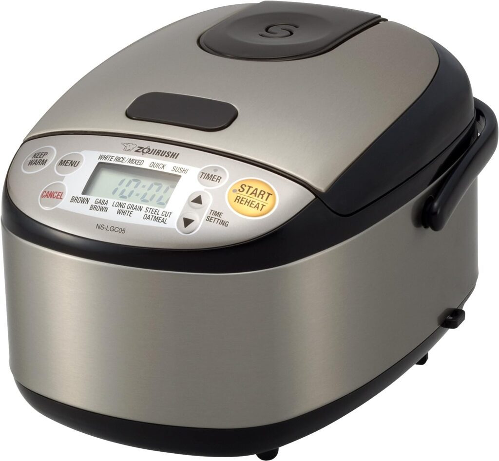 Zojirushi NS-LGC05XB Micom Rice Cooker  Warmer, 3-Cups (uncooked), Stainless Black