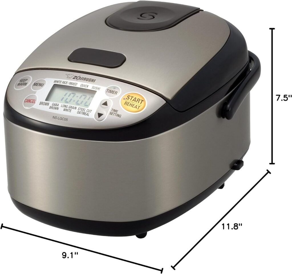 Zojirushi NS-LGC05XB Micom Rice Cooker  Warmer, 3-Cups (uncooked), Stainless Black