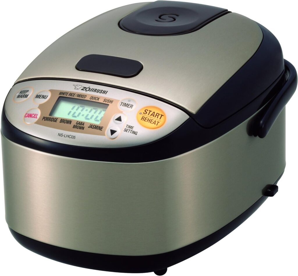 Zojirushi NS-LHC05 Micom Rice Cooker  Warmer, Stainless Dark Brown, 3 Cups Uncooked