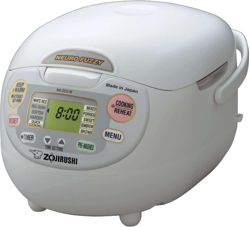 Zojirushi NS-ZCC10 Neuro Fuzzy Cooker, 5.5-Cup uncooked rice / 1L, White