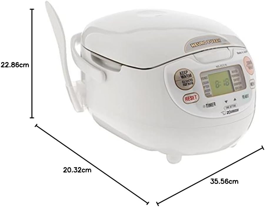 Zojirushi NS-ZCC10 Neuro Fuzzy Cooker, 5.5-Cup uncooked rice / 1L, White