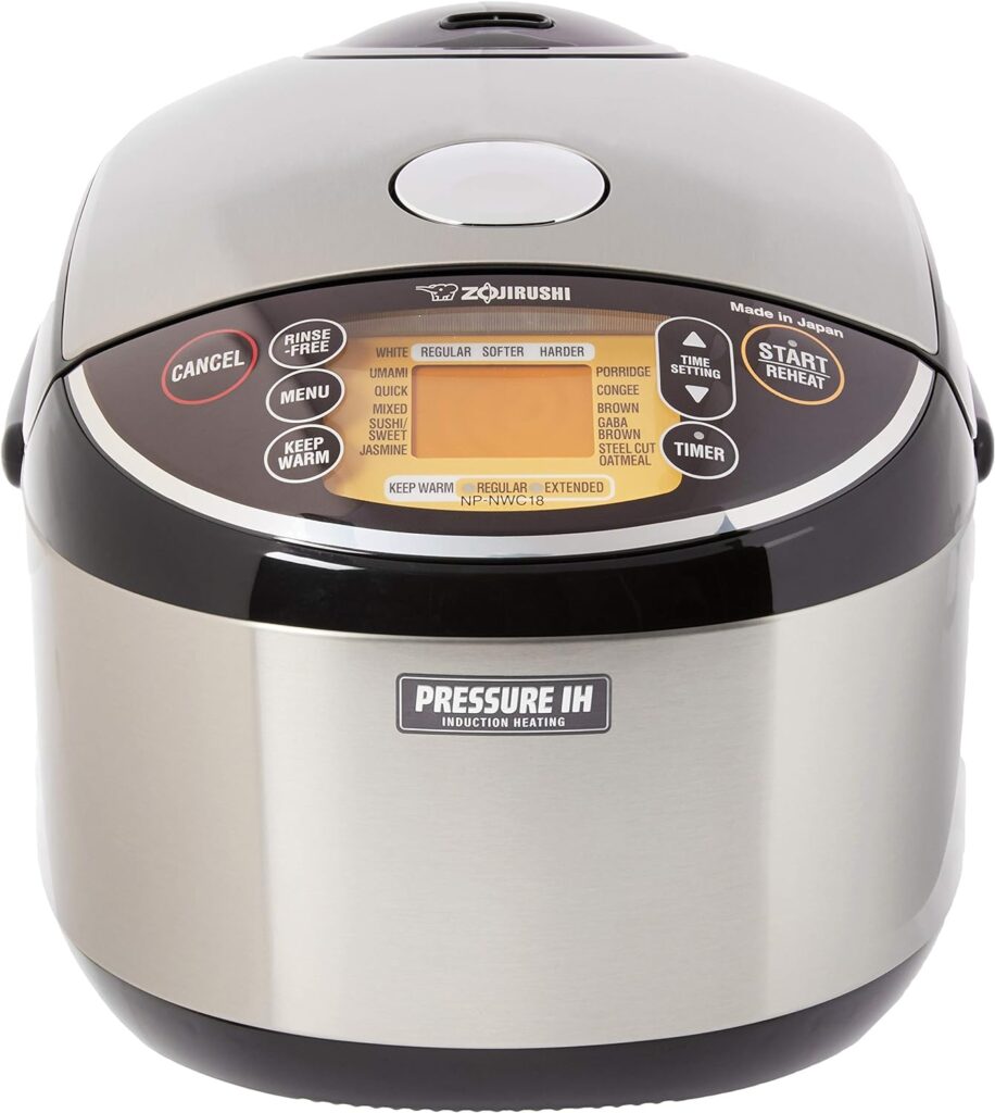 Zojirushi Pressure Induction Heating Rice Cooker Warmer, 10 Cup, Stainless Black, Made in Japan