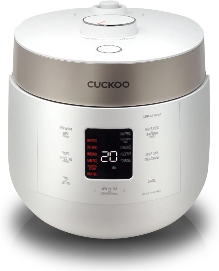 CUCKOO CRP-ST0609F | 6-Cup/1.5-Quart (Uncooked) Twin Pressure Rice Cooker  Warmer | 12 Menu Options: High/Non-Pressure Steam  More, Made in Korea | WHITE (6 CUP)